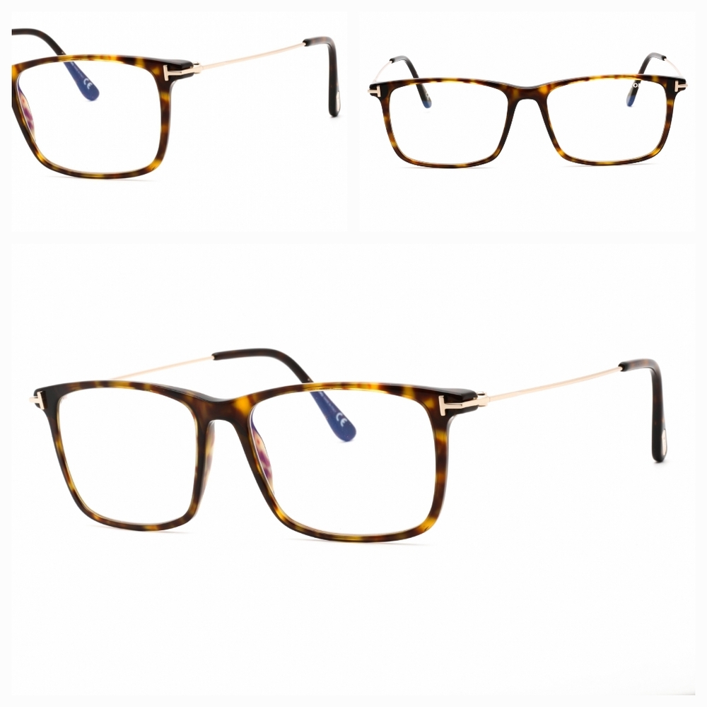 TOM FORD FT5758-B, Dark Havana Rectangular Glasses